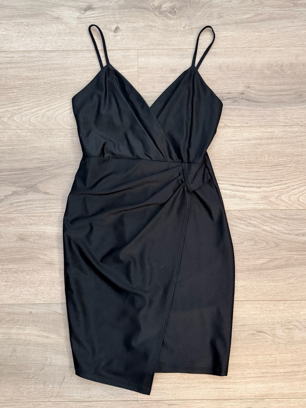 Papaya Black Wrap Mini Dress